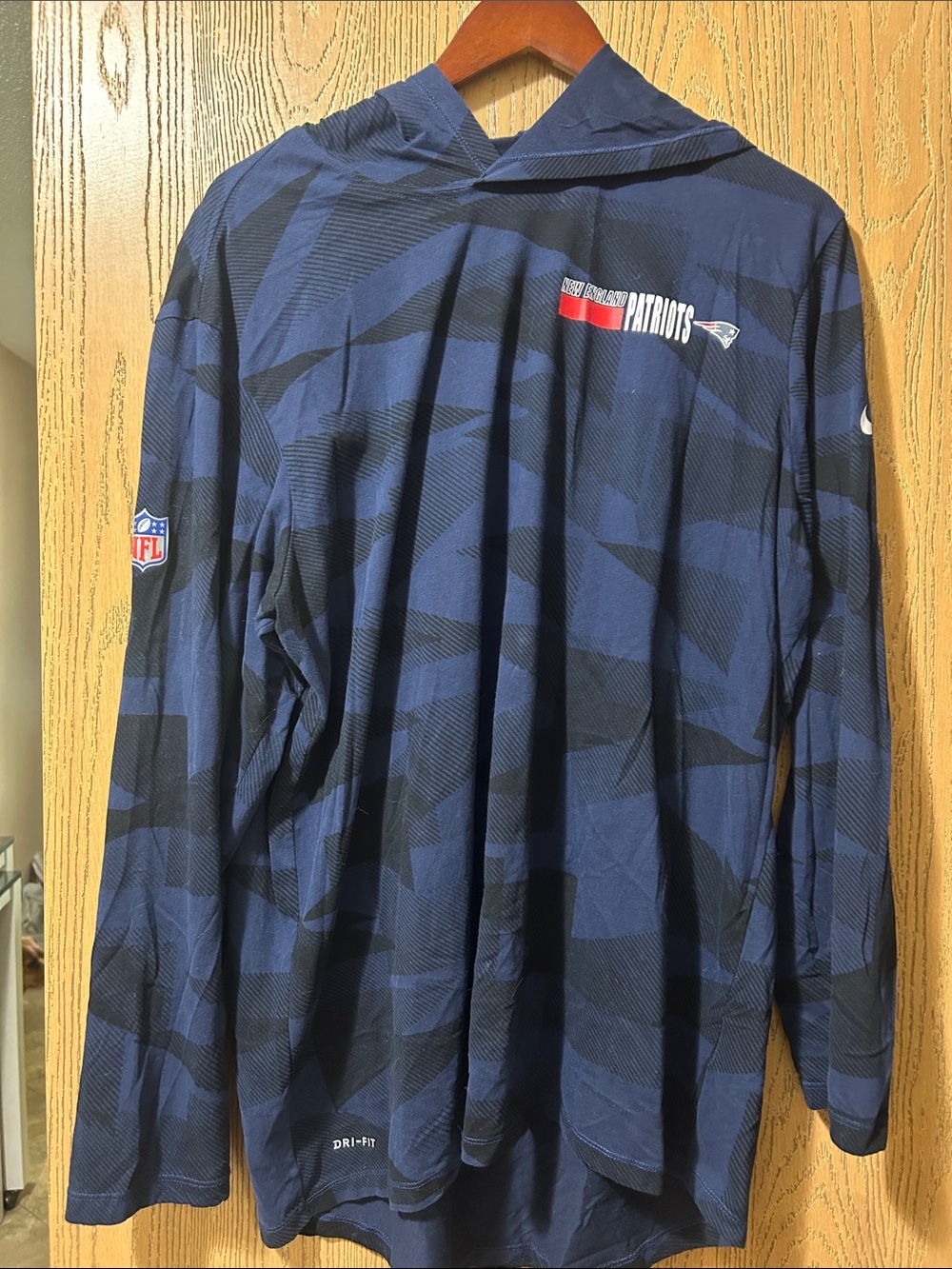 Nike Navy and Black New England Patriots Long Sleeve Hoodie